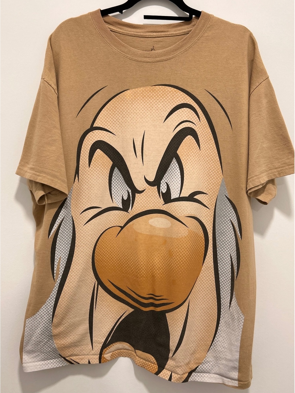 Vintage Disney Grumpy Dwarf Graphic T-Shirt Tan Size Large